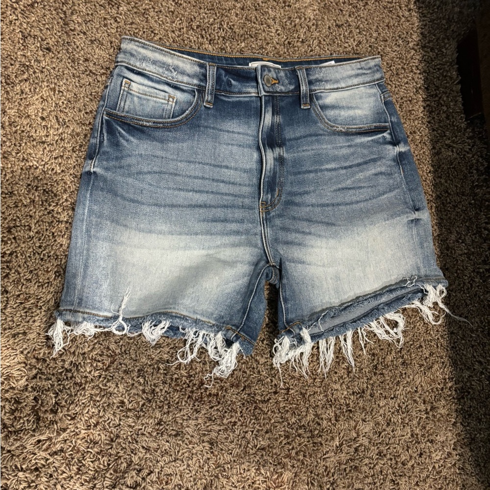 KanCan Blue Frayed Jean Shorts